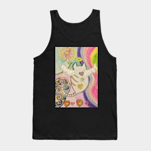 cat angel abstract  watercolor painting Tank Top